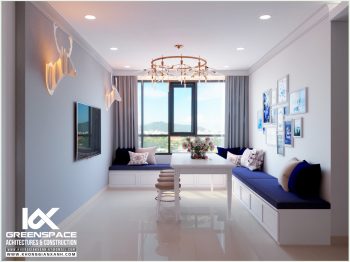 Nội thất căn hộ ấn tượng với màu xanh cobalt