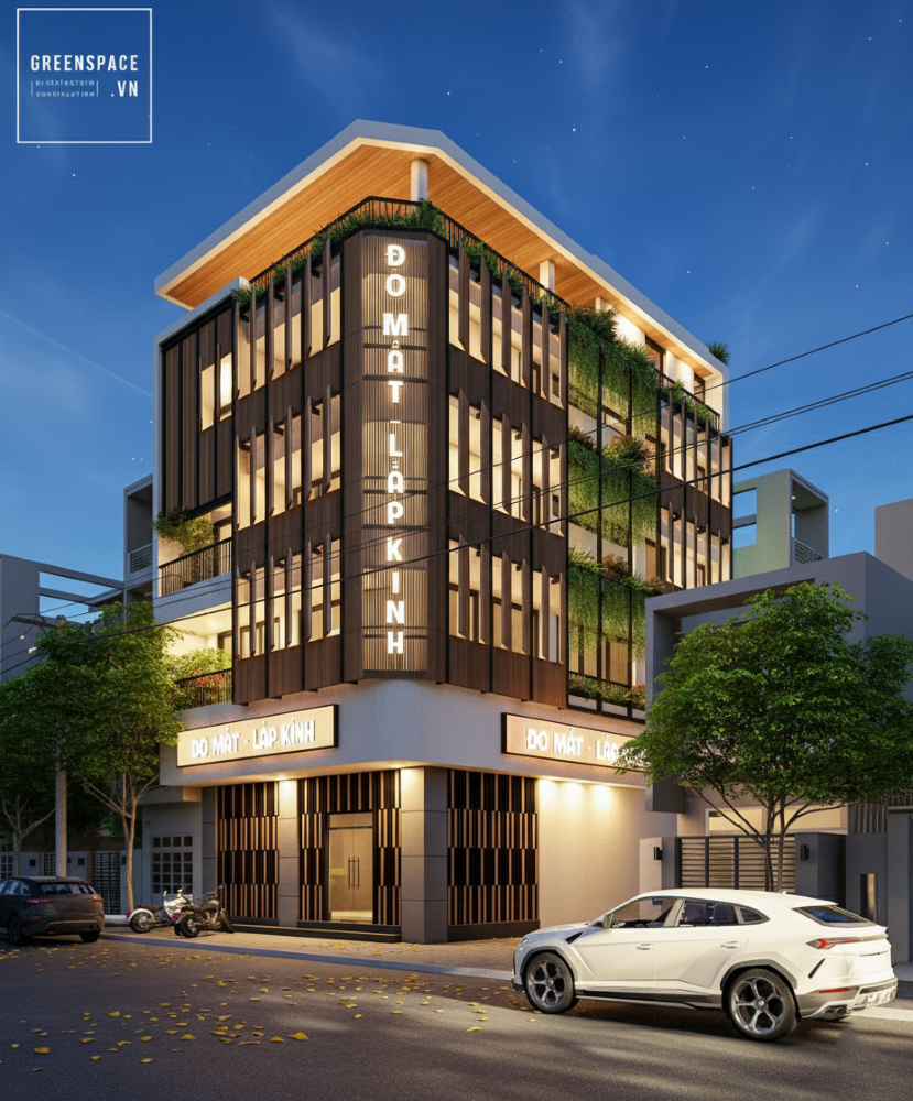 thiết kế nhà ở kết hợp kinh doanh mắt kính